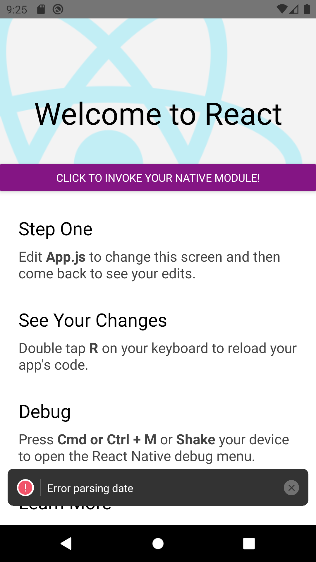 React Native 앱의 에러 메시지 이미지